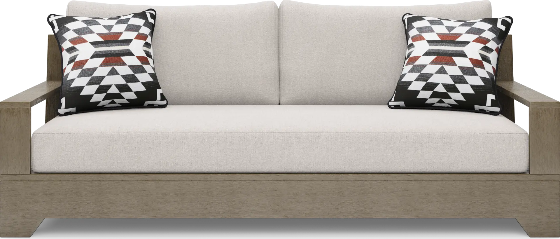 Lake Tahoe Gray Outdoor Sofa with Seagull Cushions