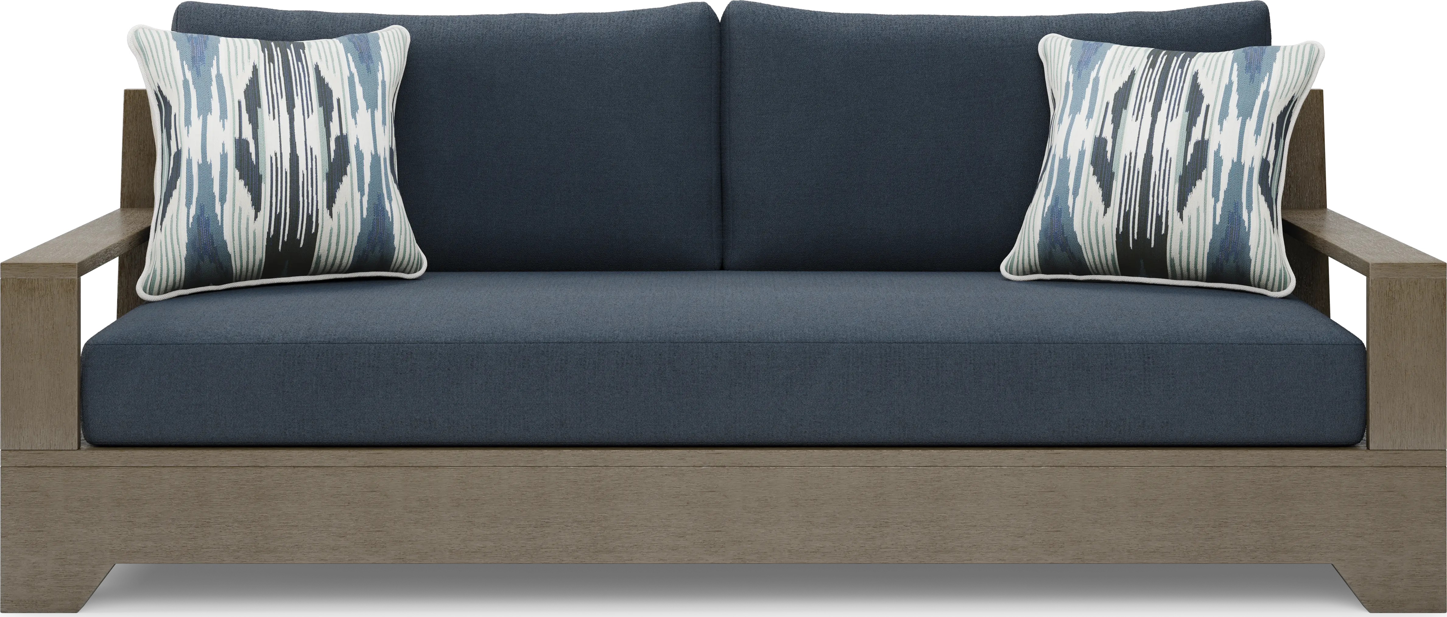 Lake Tahoe Gray 4 Pc Outdoor Sofa Seating Set with Indigo Cushions - Thumbnail - Image 2
