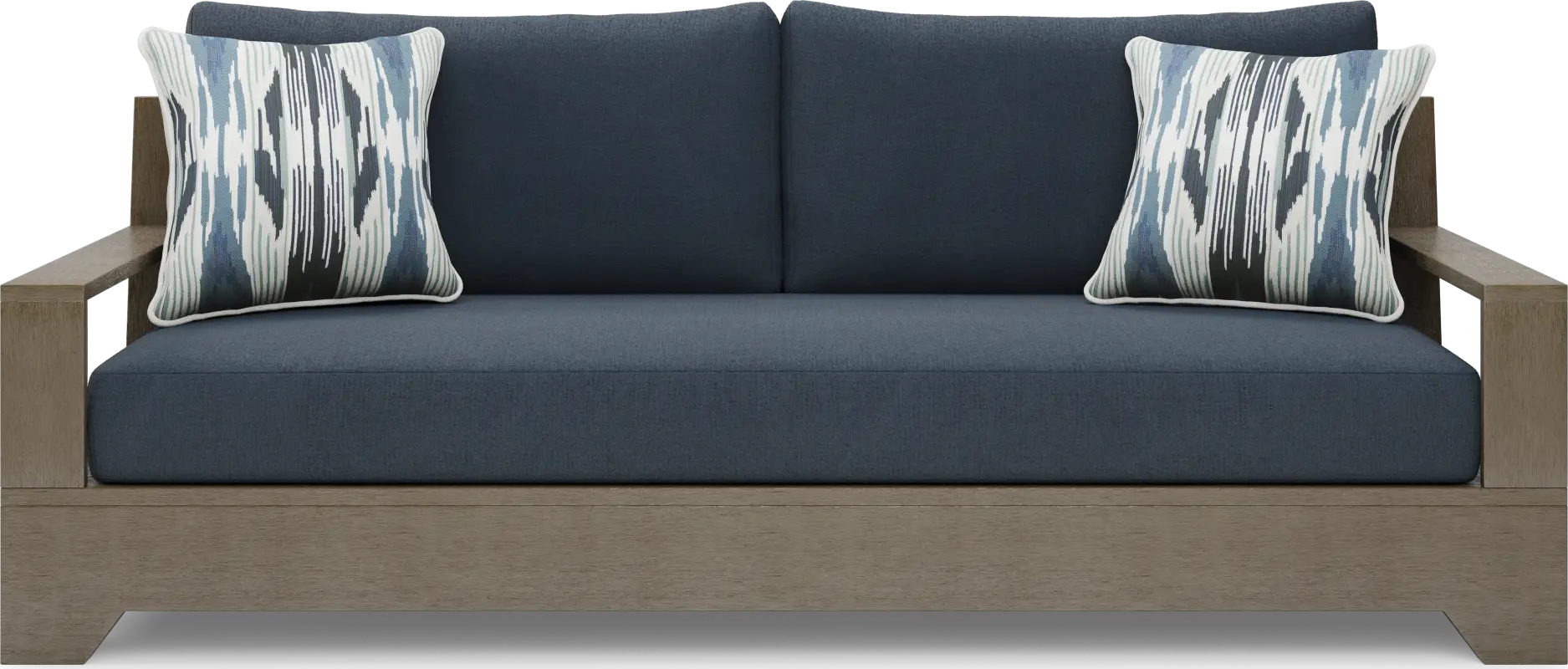 Lake Tahoe Gray Outdoor Sofa with Indigo Cushions