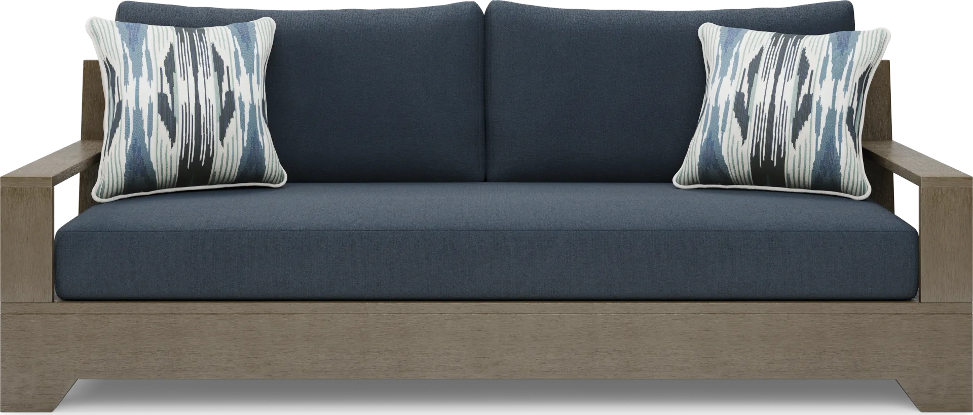 Lake Tahoe Gray Outdoor Sofa with Indigo Cushions - Image 2