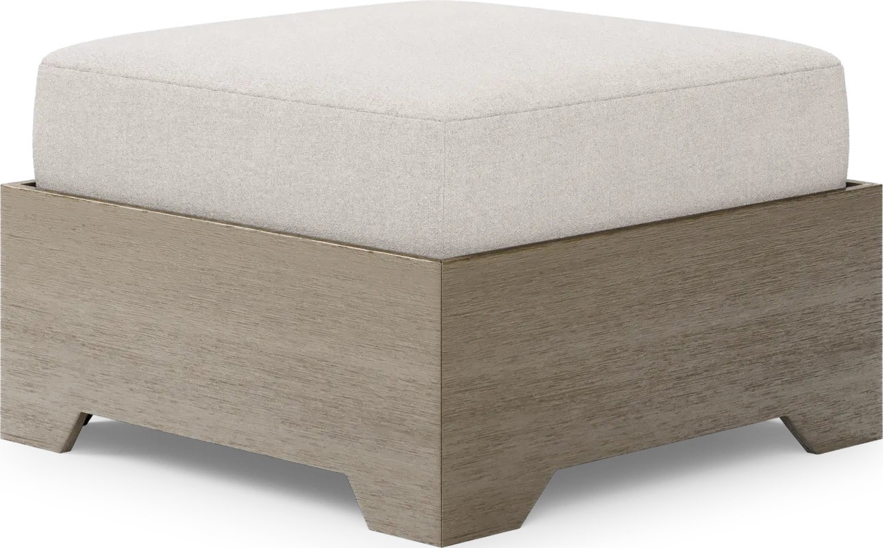 Lake Tahoe Gray Outdoor Ottoman with Seagull Cushion