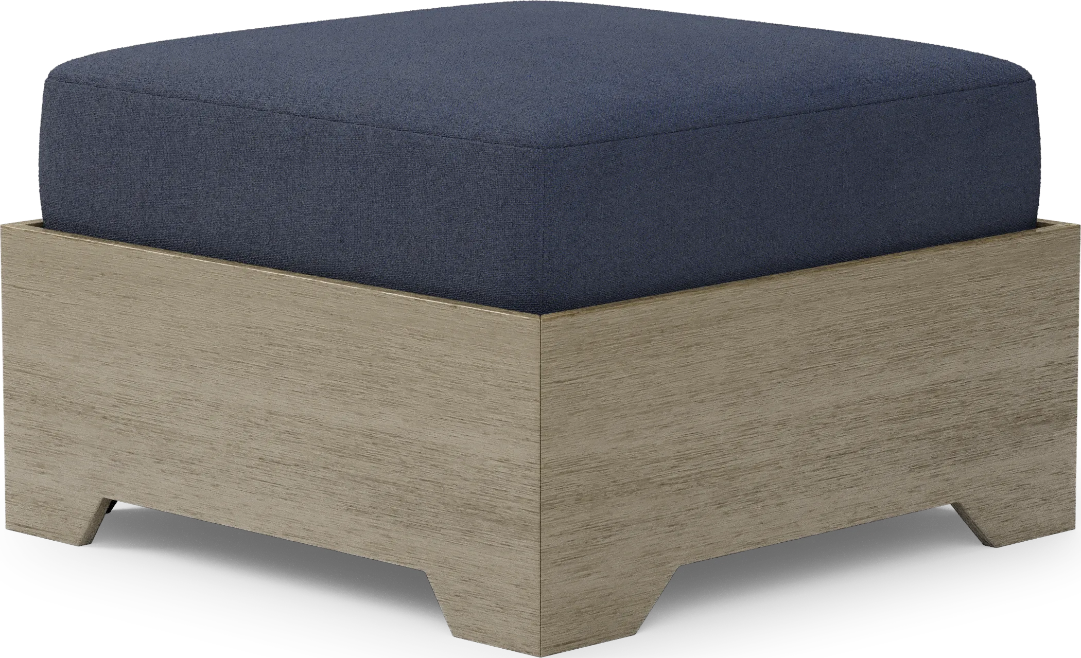Lake Tahoe Gray Outdoor Ottoman with Indigo - Thumbnail - Image 1
