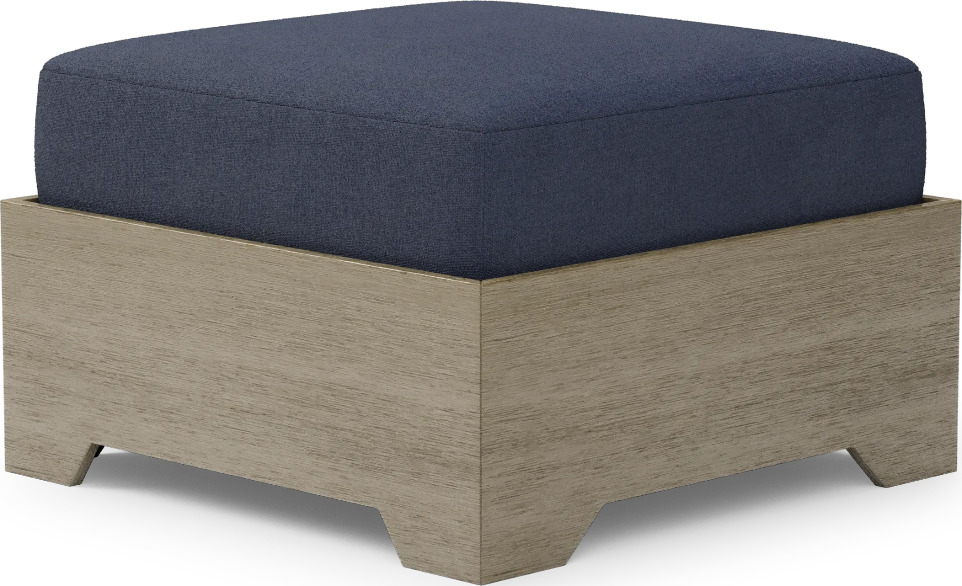 Lake Tahoe Gray Outdoor Ottoman with Indigo - Image 1
