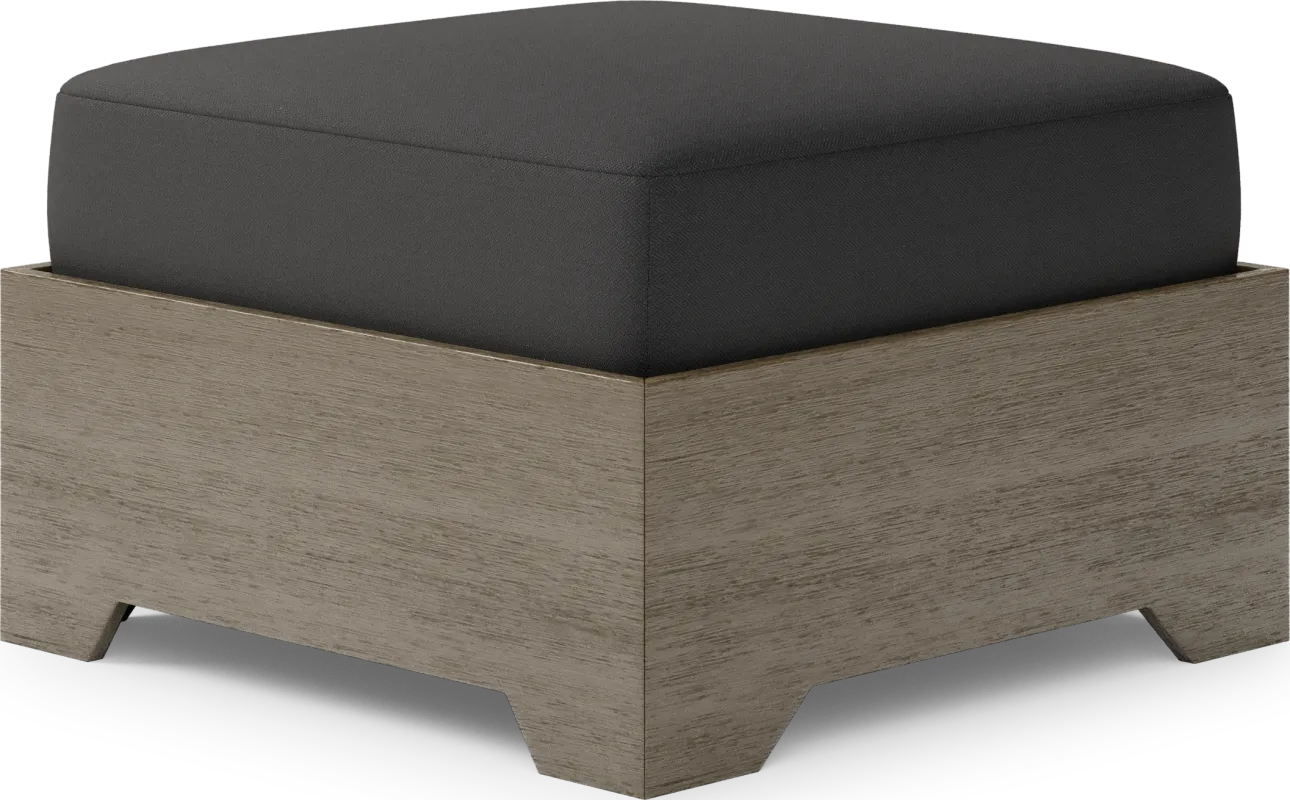 Lake Tahoe Gray Outdoor Ottoman with Charcoal Cushion