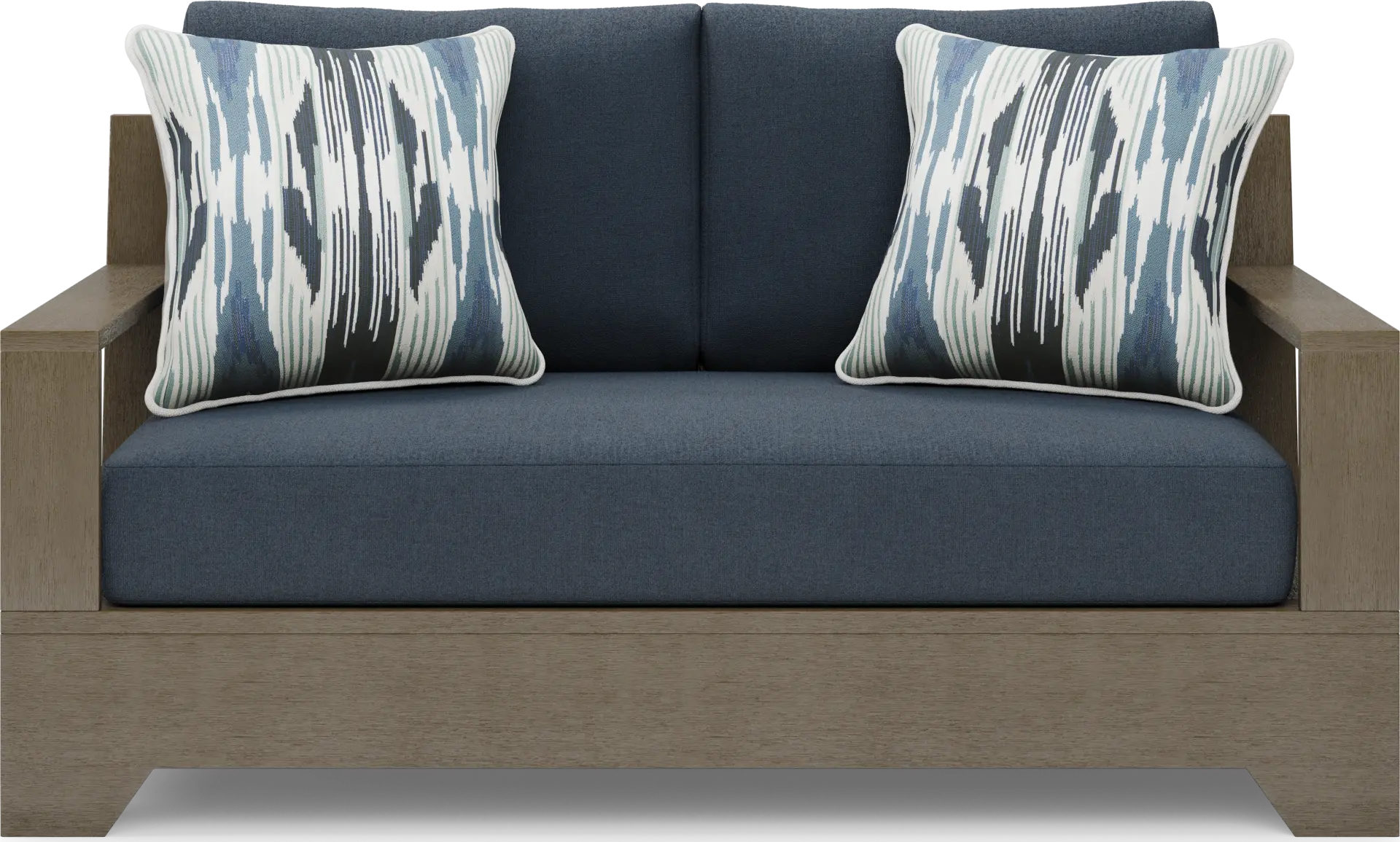 Lake Tahoe Gray Outdoor Loveseat with Indigo Cushions