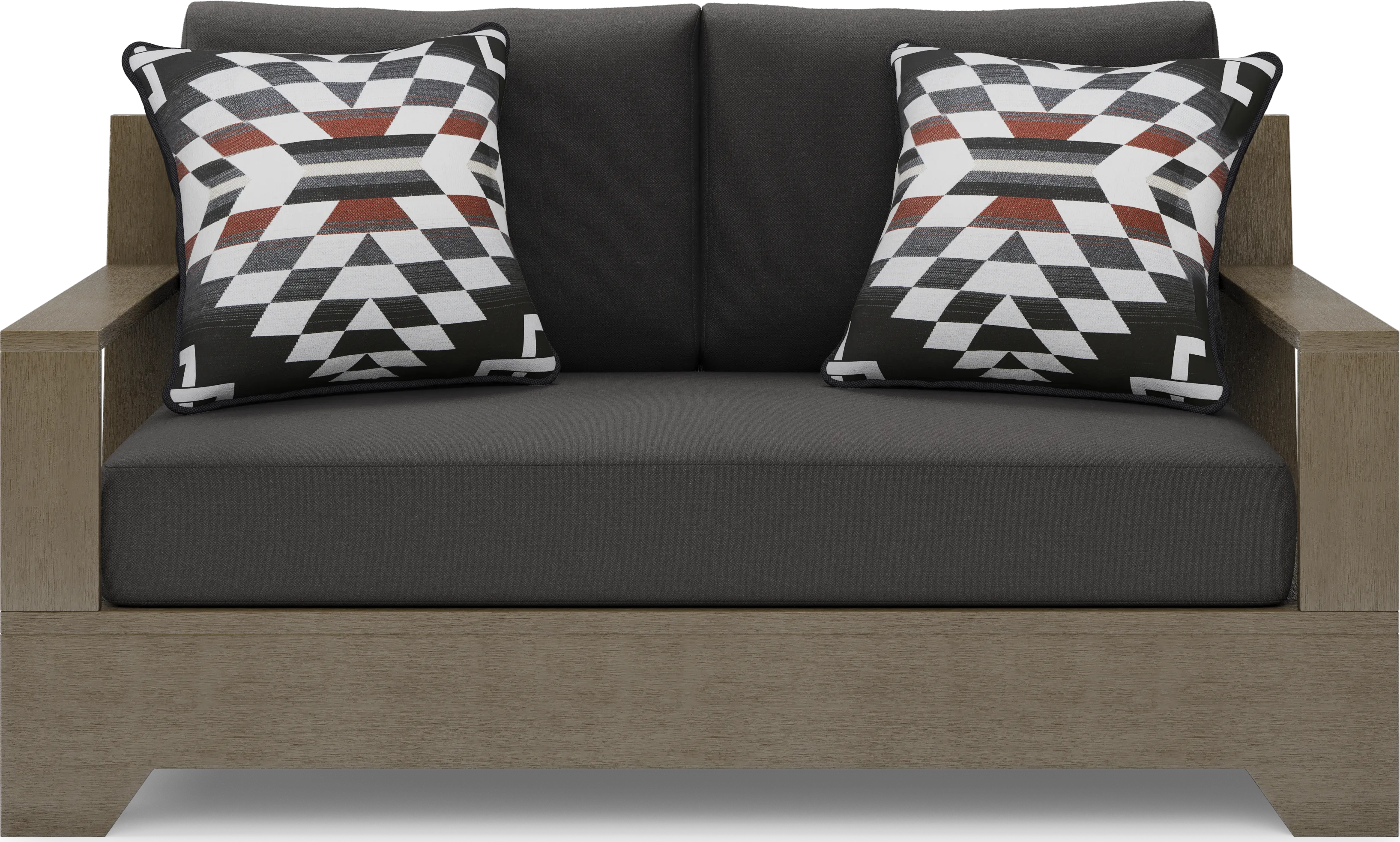 Lake Tahoe Gray 4 Pc Outdoor Loveseat Seating Set with Charcoal Cushions - Thumbnail - Image 2