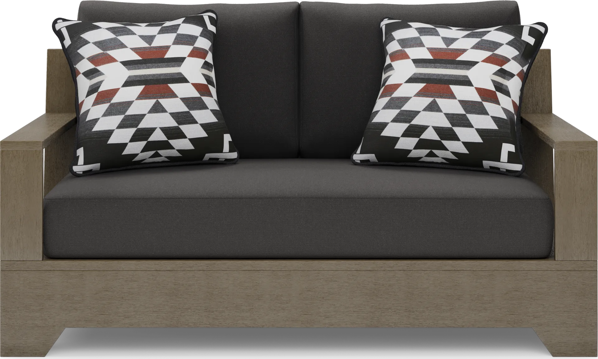 Lake Tahoe Gray Outdoor Loveseat with Charcoal Cushions - Image 1