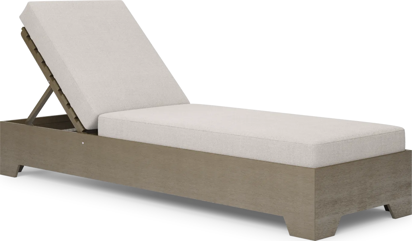 Lake Tahoe Gray Outdoor Chaise with Seagull Cushions