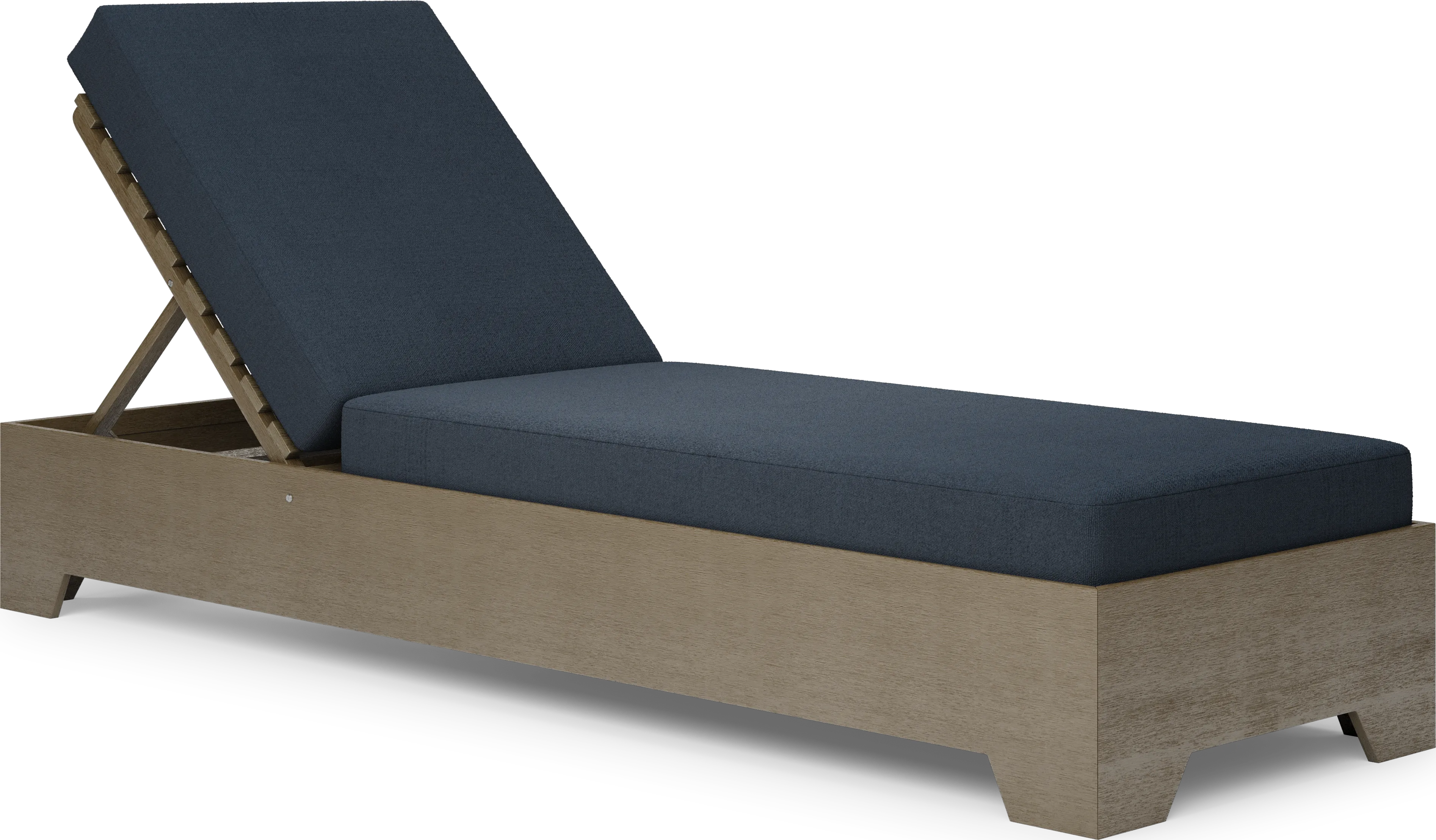 Lake Tahoe Gray Outdoor Chaise with Indigo Cushions - Thumbnail - Image 1