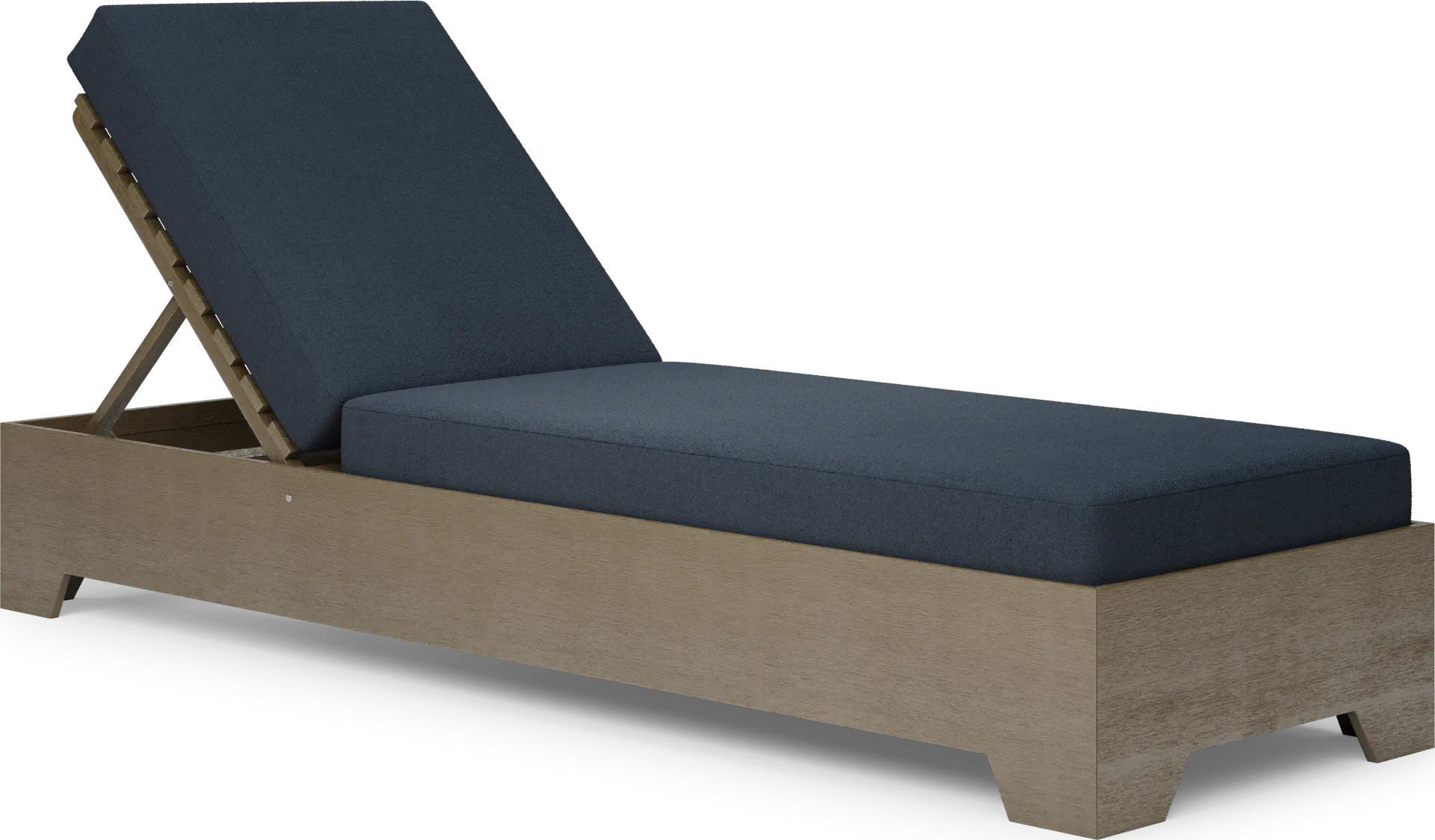 Lake Tahoe Gray Outdoor Chaise with Indigo Cushions - Image 1