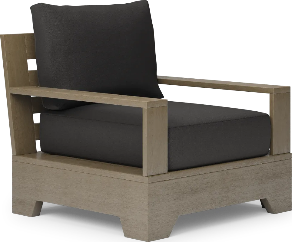 Lake Tahoe Gray Outdoor Club Chair with Charcoal Cushions