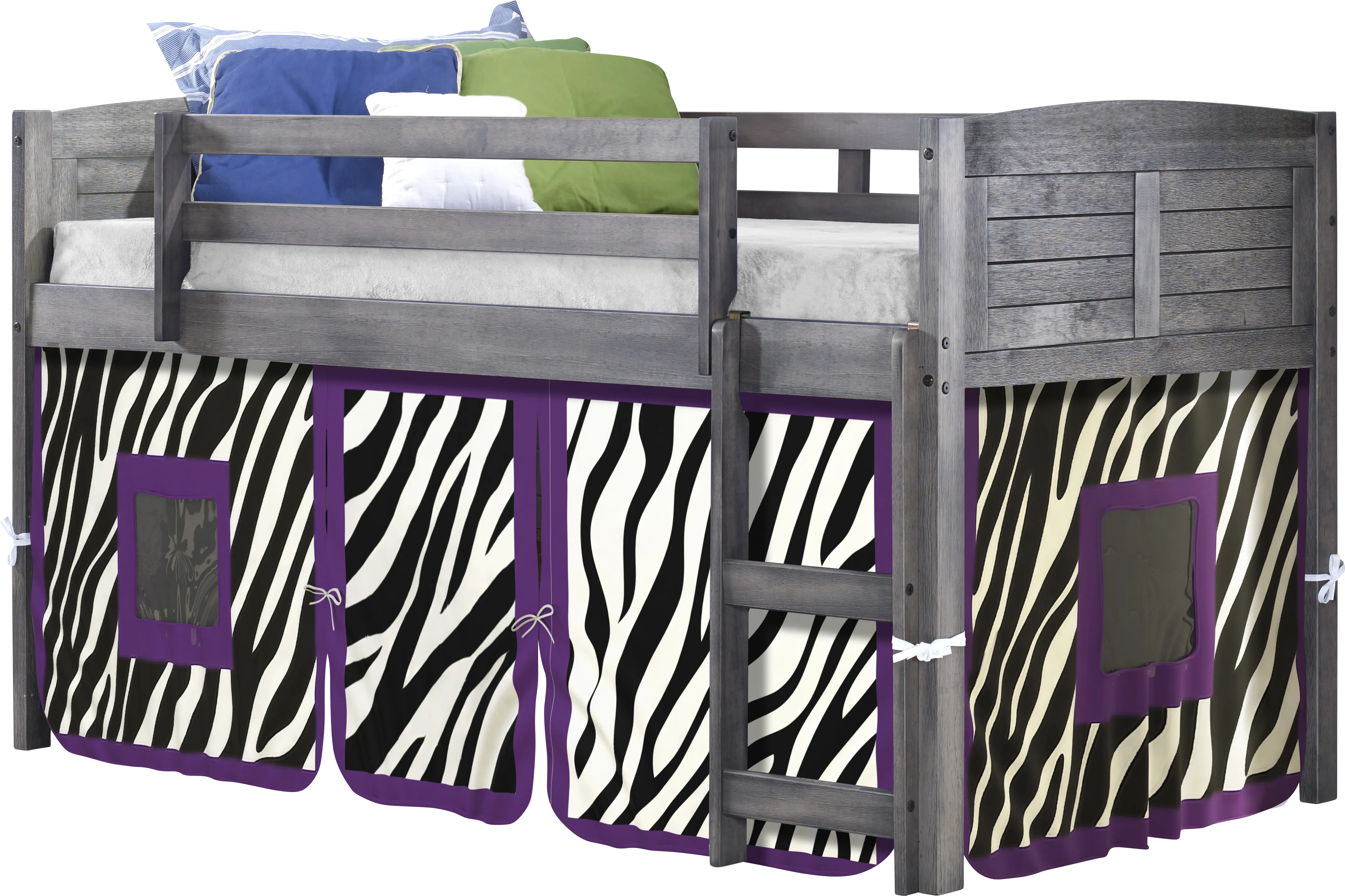 Kids Beland Gray Purple Twin Tent Loft Bed - Thumbnail - Image 1