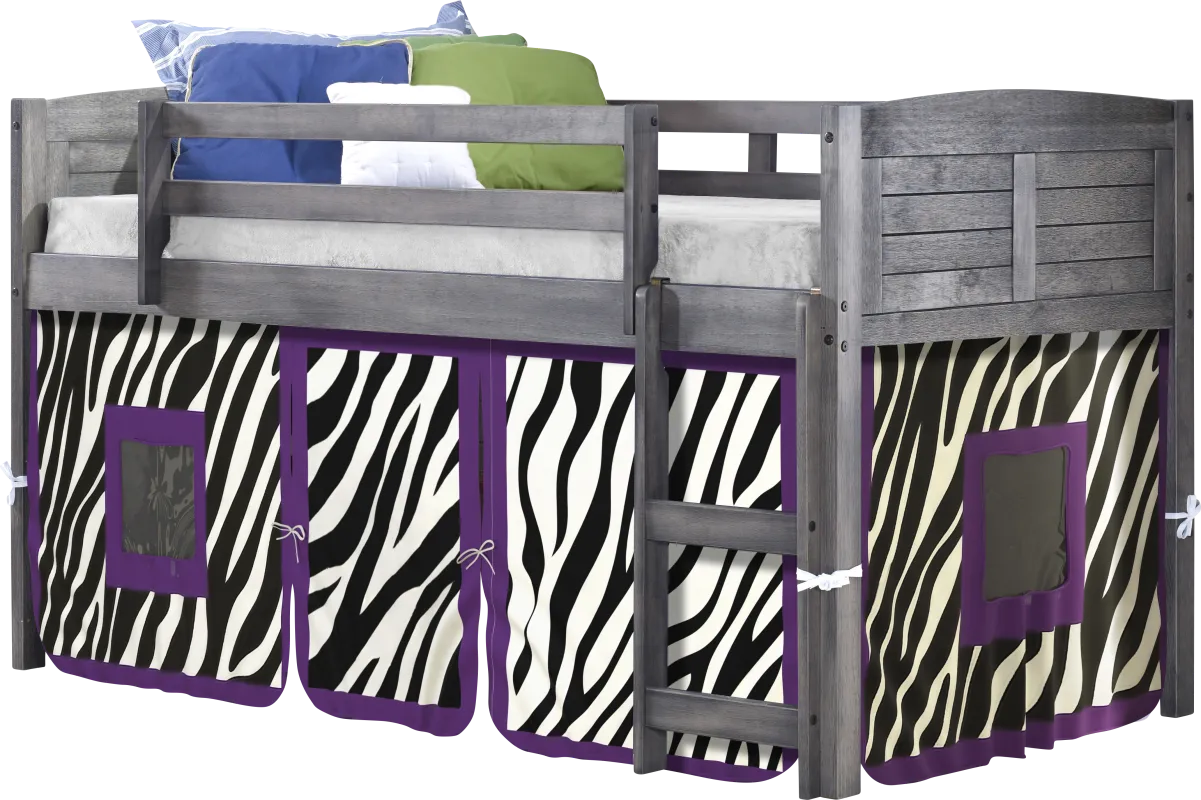 Kids Beland Gray Purple Twin Tent Loft Bed