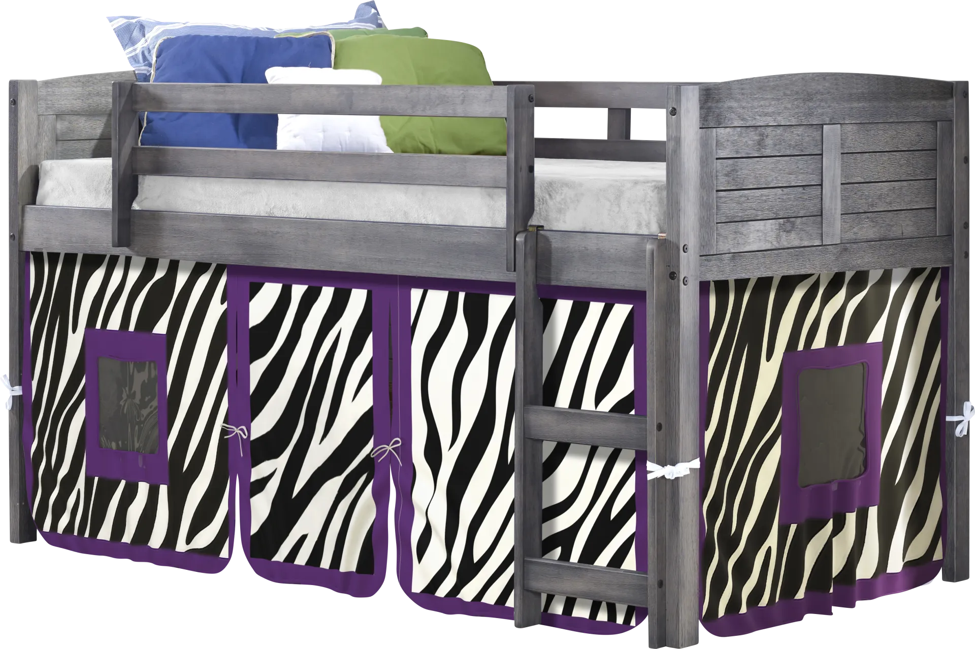Kids Beland Gray Purple Twin Tent Loft Bed - Image 1