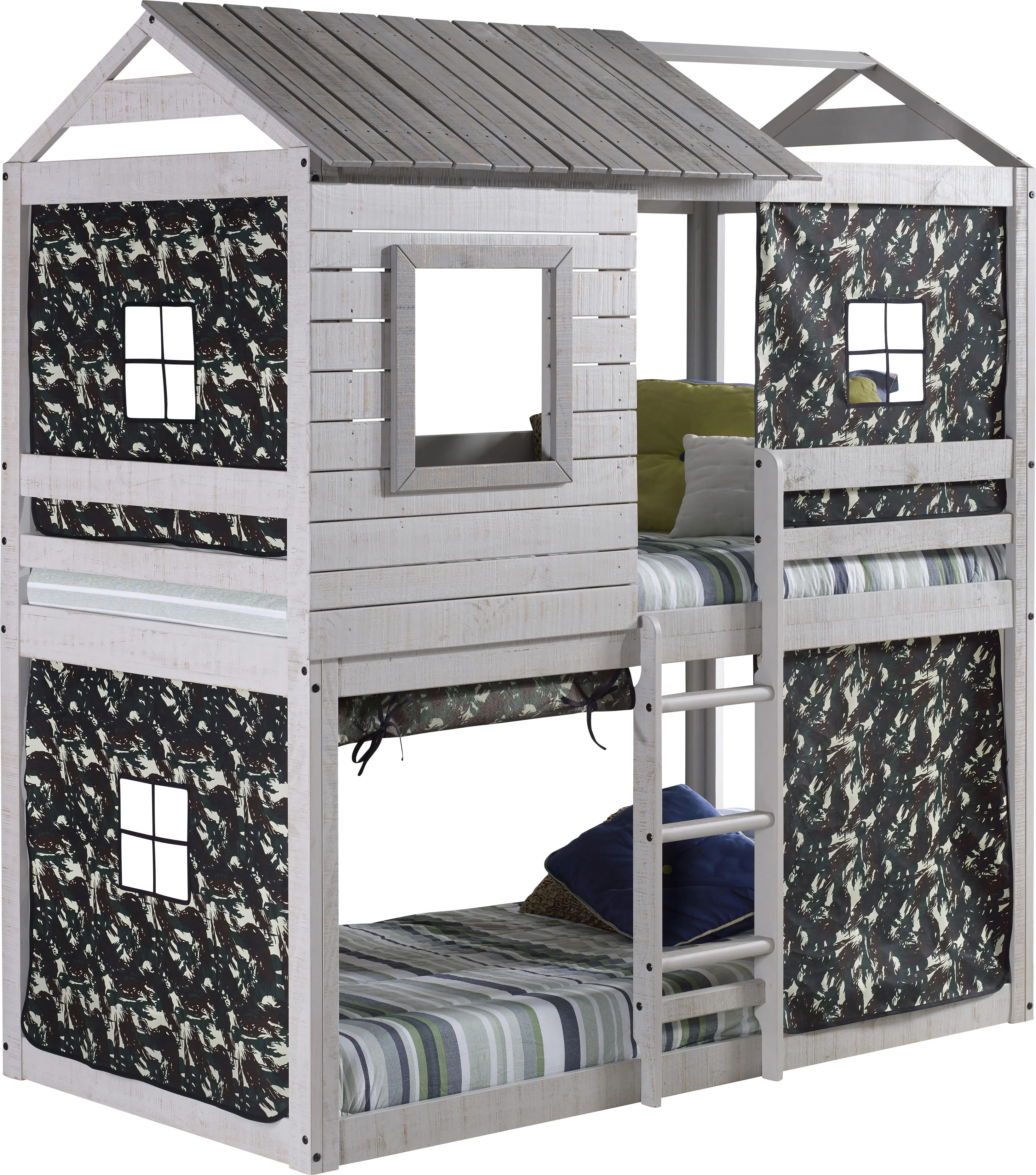Kids Caely Camo Twin/Twin Gray Bunk Bed - Thumbnail - Image 1