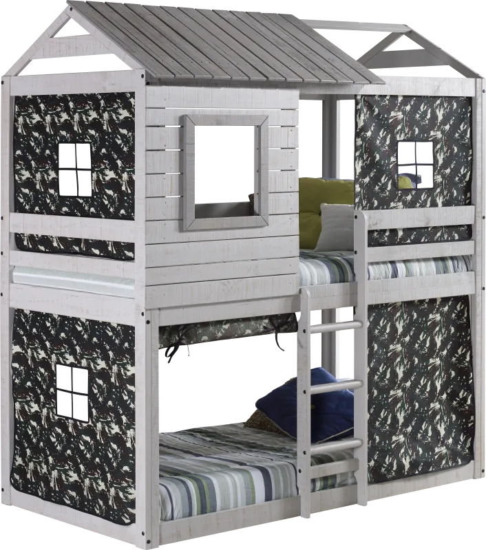Kids Caely Camo Twin/Twin Gray Bunk Bed