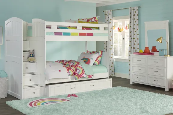 Kids Cottage Colors White Twin/Twin Step Bunk Bed