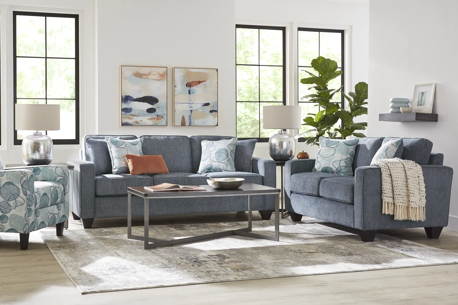 Alanis Bay Blue 2 Pc Living Room