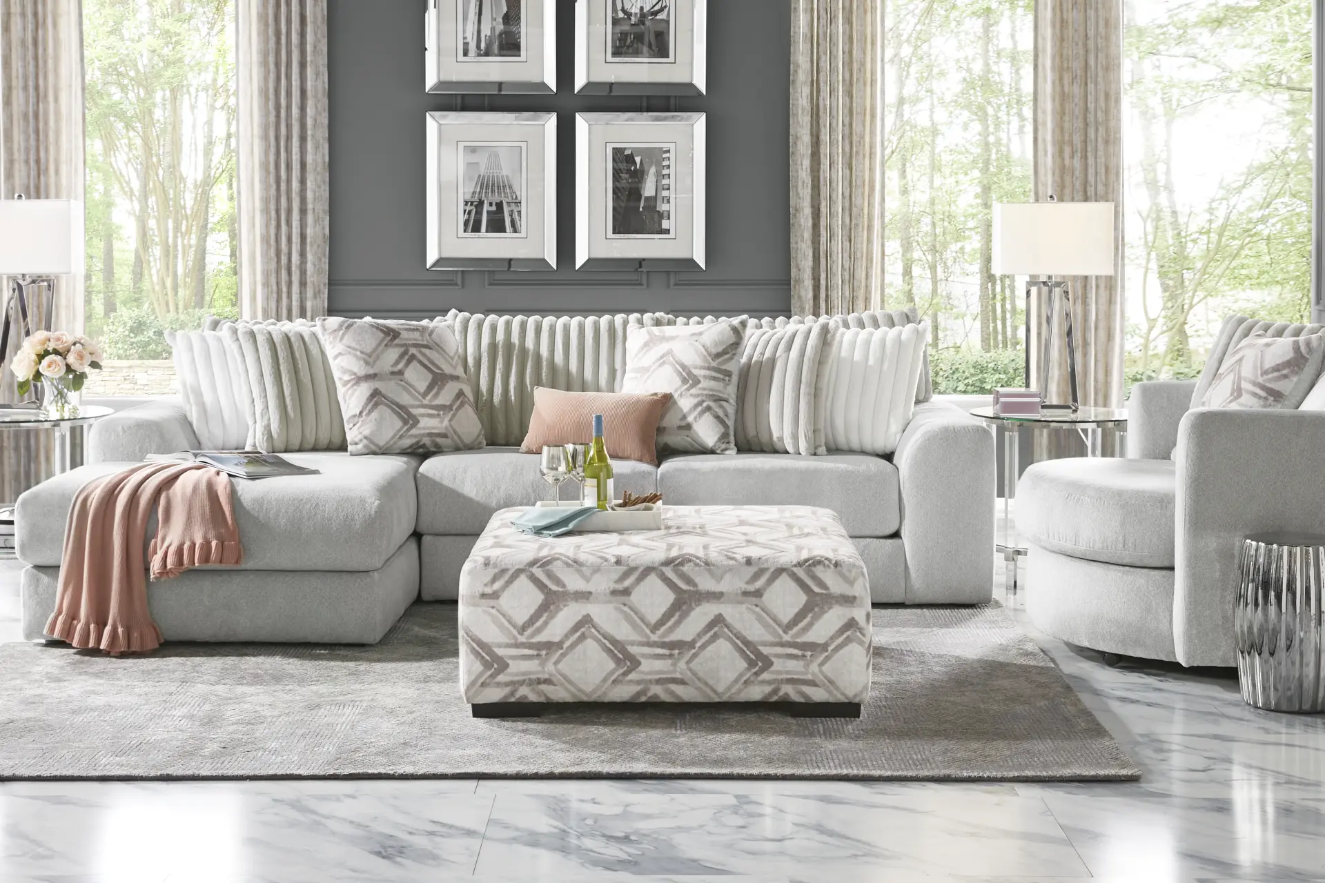 Moreau Street Gray 5 Pc Sectional Living Room
