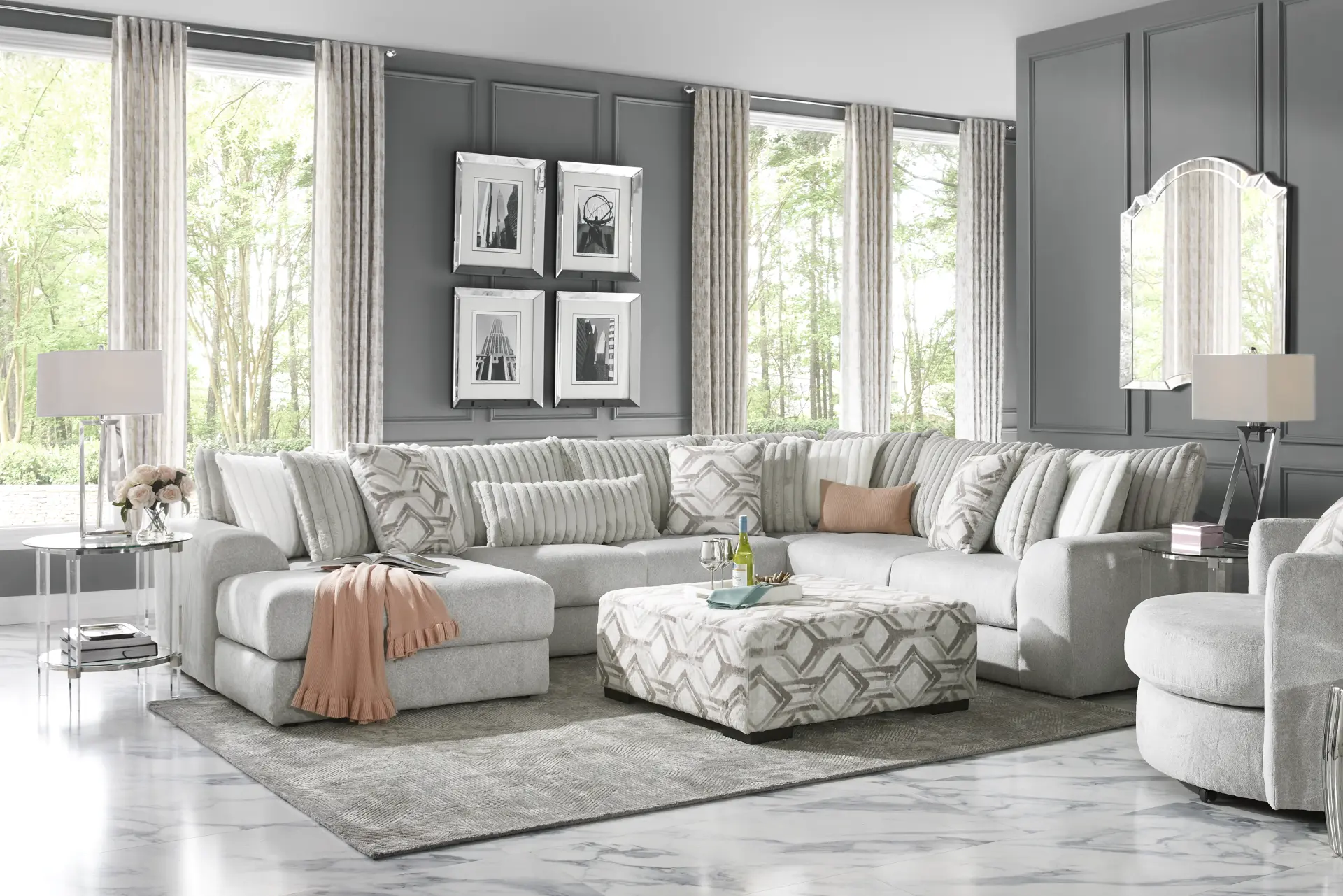 Moreau Street Gray 6 Pc Sectional Living Room