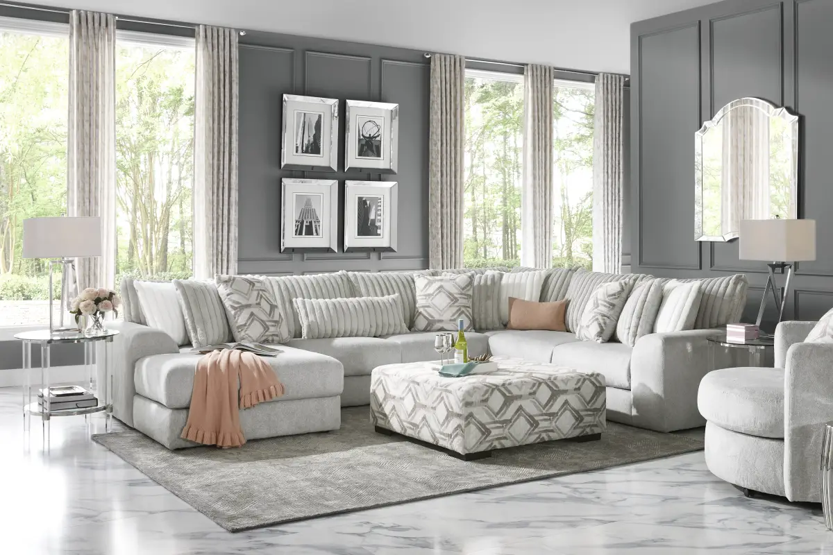 Moreau Street 6 Pc Gray Woven Living Room Set With 3 Pc Left Arm Chaise ...