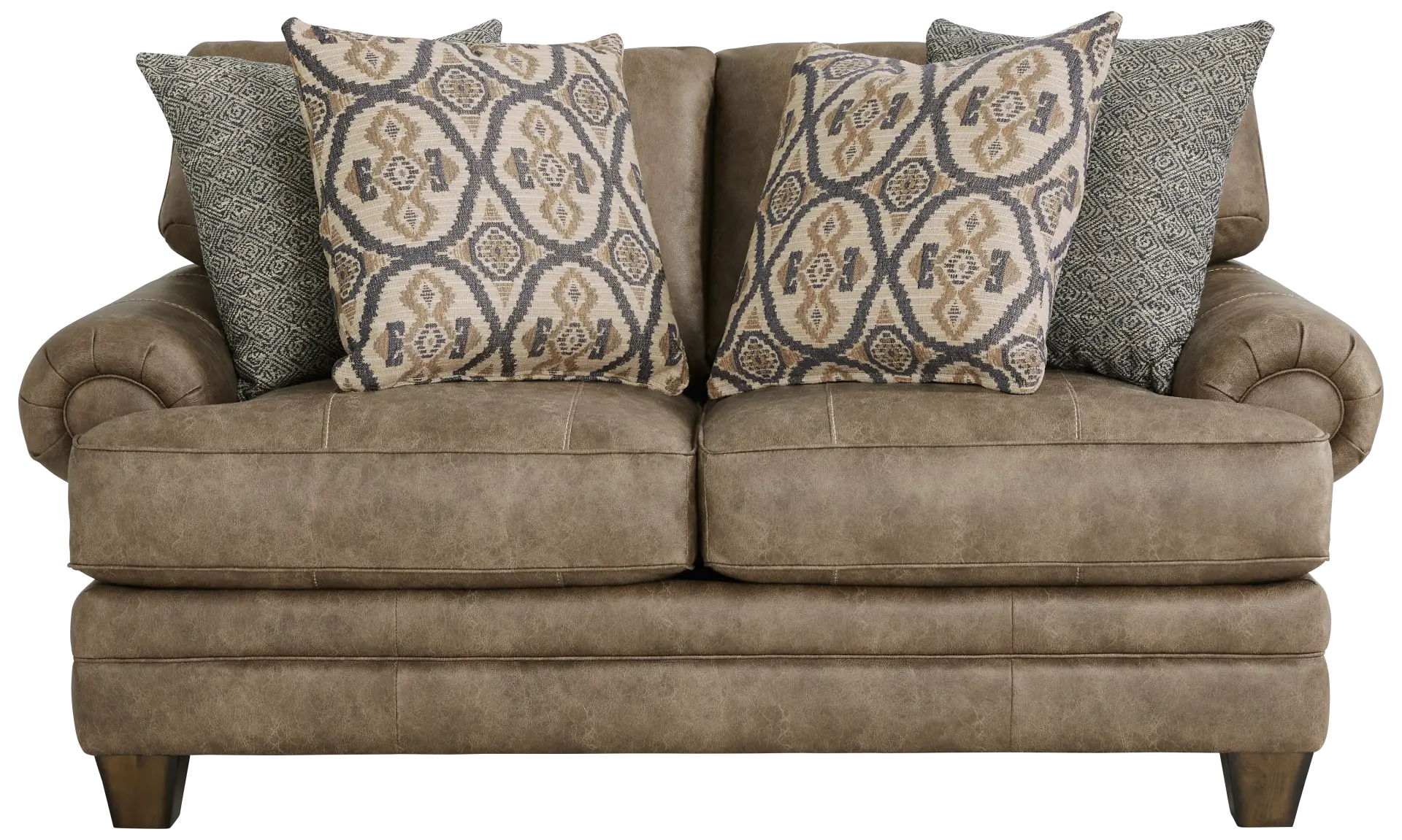 brown stationary loveseat