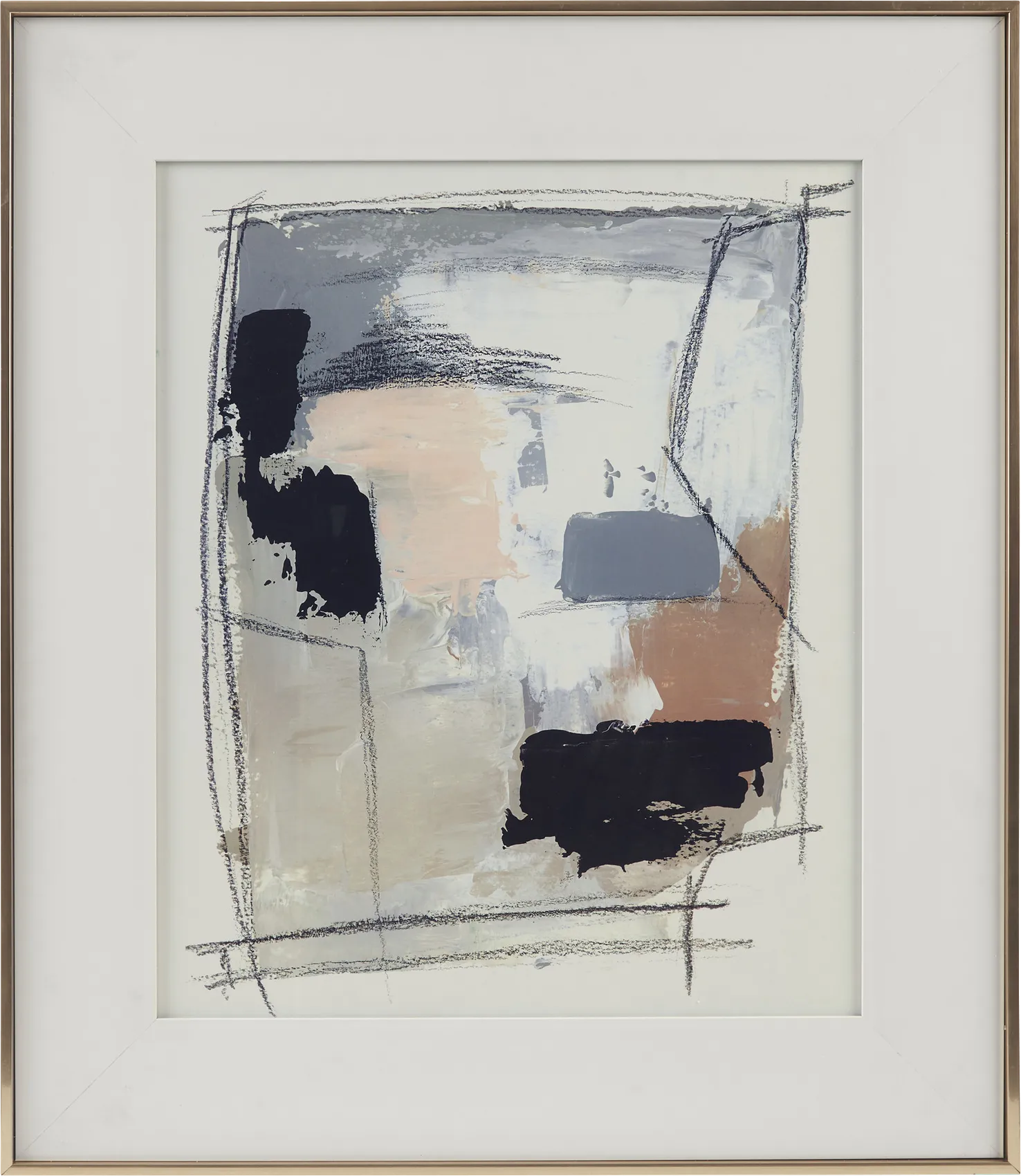 Armelino Beige Framed Glass Wall Art - Image 1