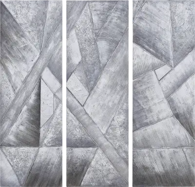 Dividing Thoughts Gray Artwork, Set of 3