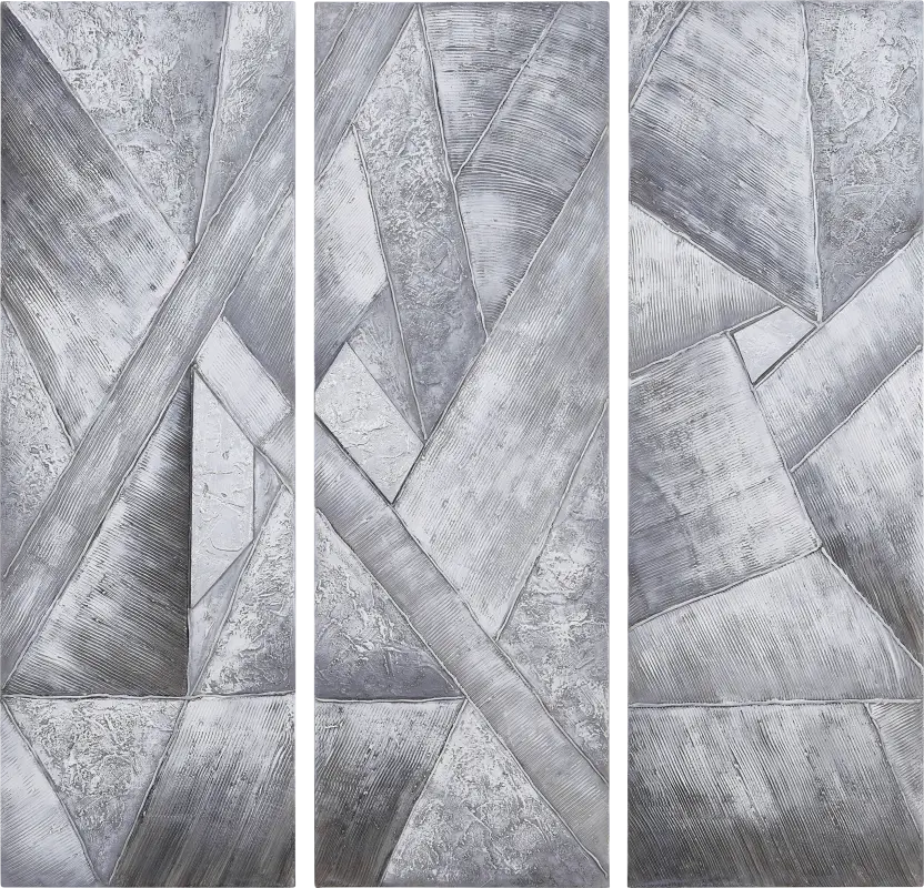 Dividing Thoughts Gray Artwork, Set of 3
