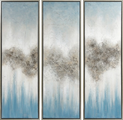 Cloud Formation Blue Artwork, Set of 3