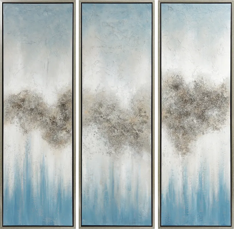 Cloud Formation Blue Artwork, Set of 3