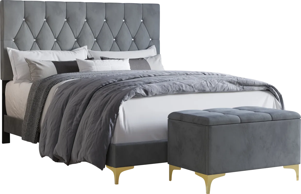 Alresford Gray Queen Bed with Bench