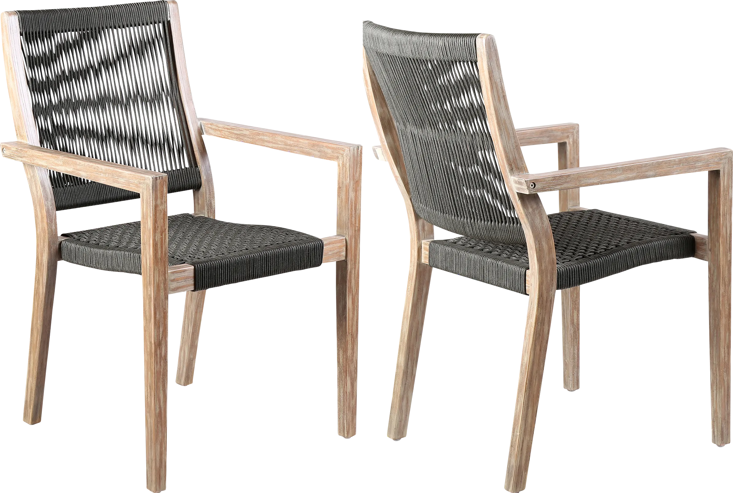 Outdoor Borbeck Black Arm Chair, Set of 2 - Thumbnail - Image 1