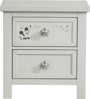 Mickey Mouse and Minnie Mouse Gray Nightstand with Classic Art
