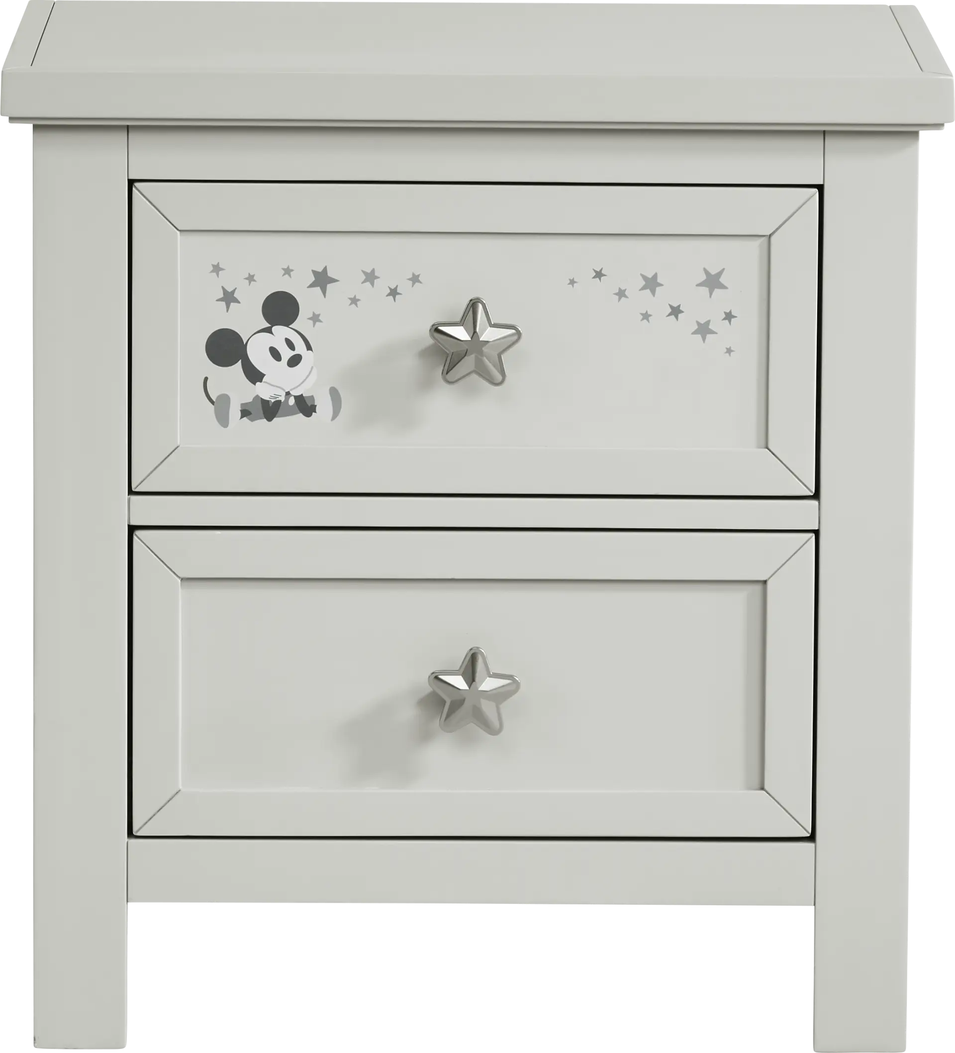 Mickey Mouse and Minnie Mouse Gray Nightstand with Classic Art