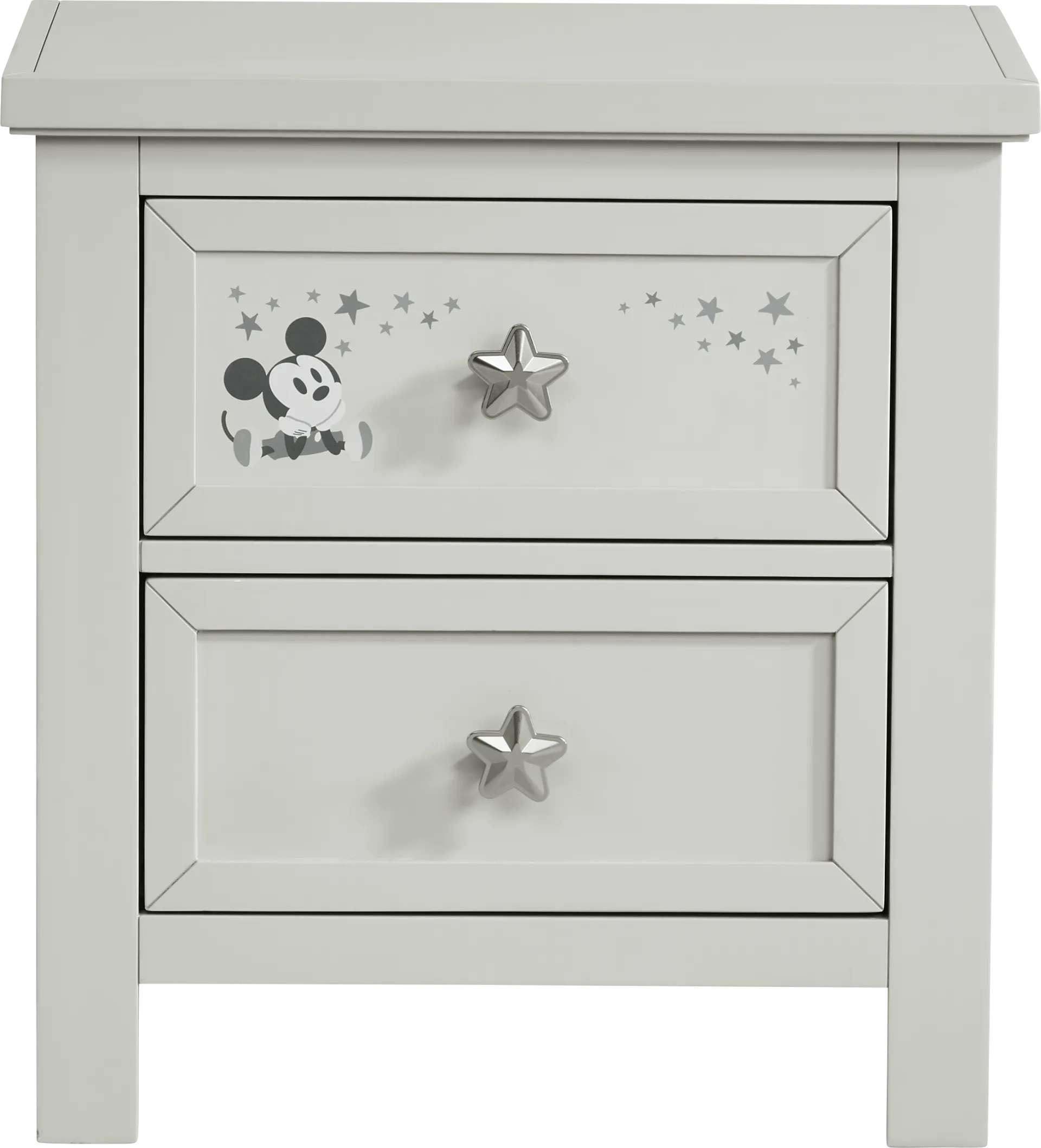 Mickey Mouse and Minnie Mouse Gray Nightstand with Classic Art - Image 1