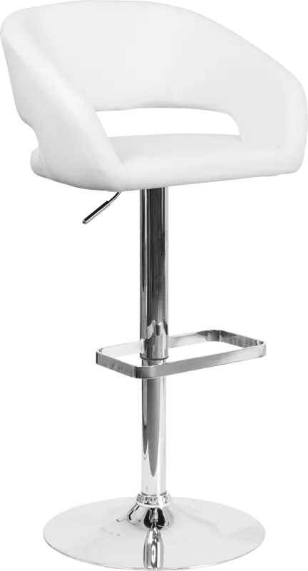 Corley White Adjustable Swivel Barstool
