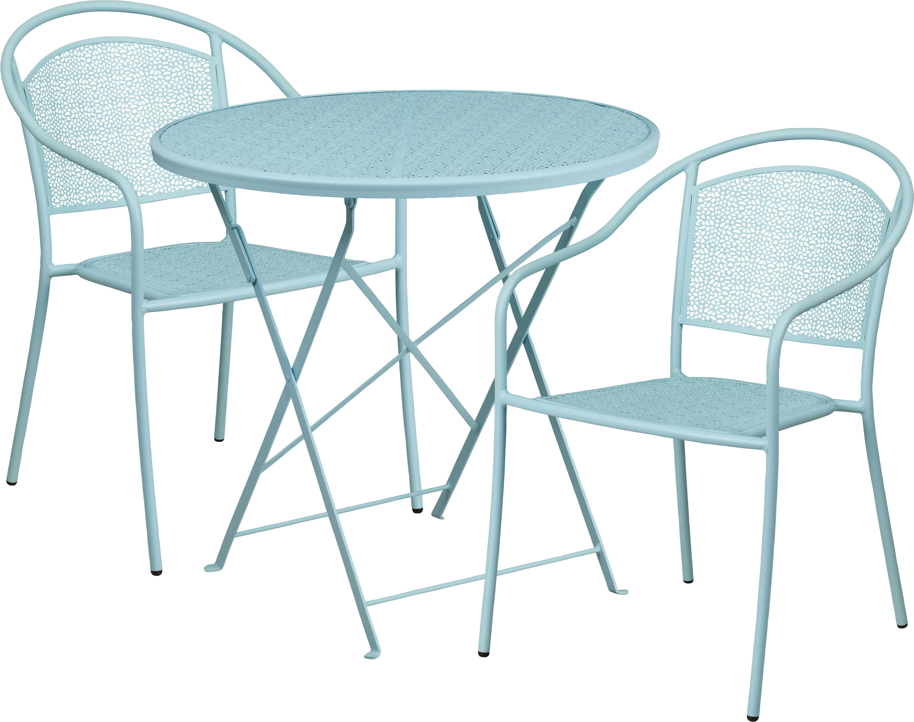 Sunnyside Terrace Blue 3 Pc 30 in. Round Folding Patio Set - Thumbnail - Image 1