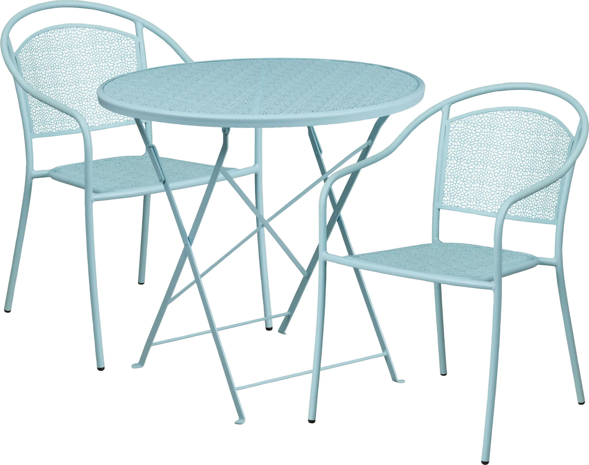Sunnyside Terrace Blue 3 Pc 30 in. Round Folding Patio Set - Image 1