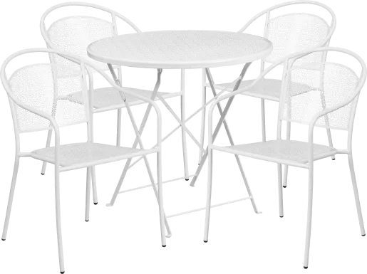 Sunnyside Terrace White 5 Pc 30 in. Round Folding Patio Set
