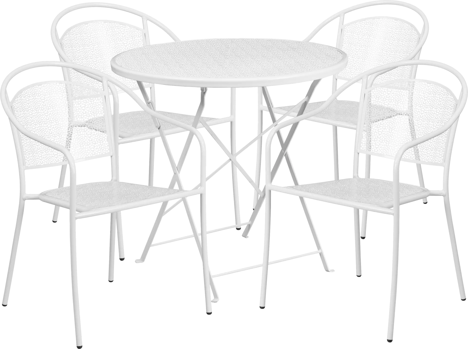 Sunnyside Terrace White 5 Pc 30 in. Round Folding Patio Set - Image 1