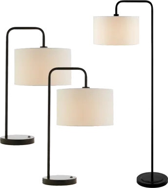 Olmstead Cove Black Table Lamps, Set of 3