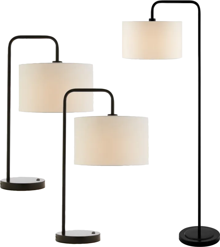 Olmstead Cove Black Table Lamps, Set of 3