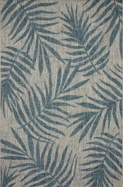 Scattered Palms Aqua 5'3 x 7'7 Indoor/Outdoor Rug