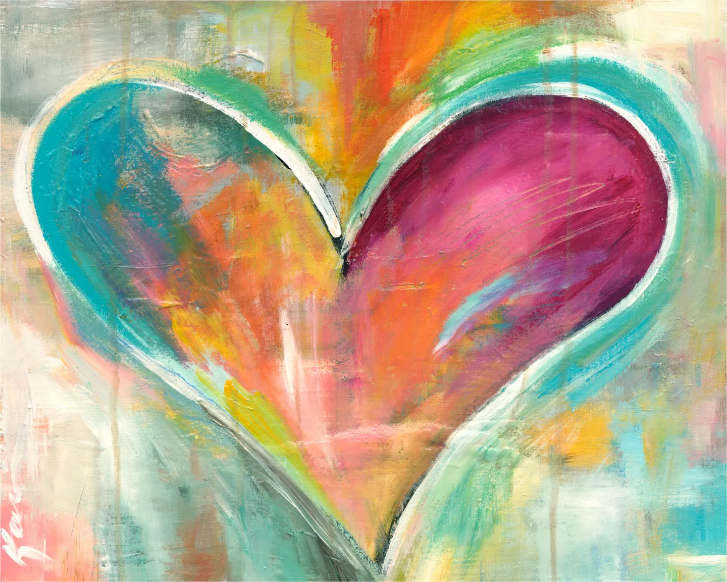 Kids Pastel Heart Orange Artwork - Image 1