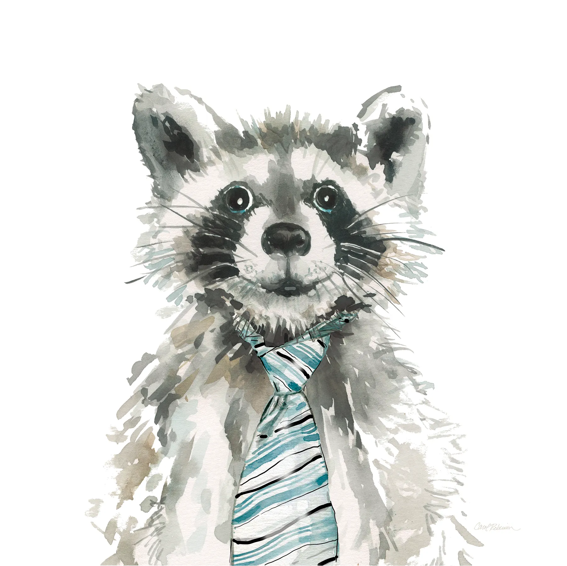 Kids Office Raccoon Gray Artwork - Thumbnail - Image 1