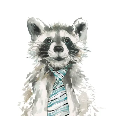 Kids Office Raccoon Gray Artwork