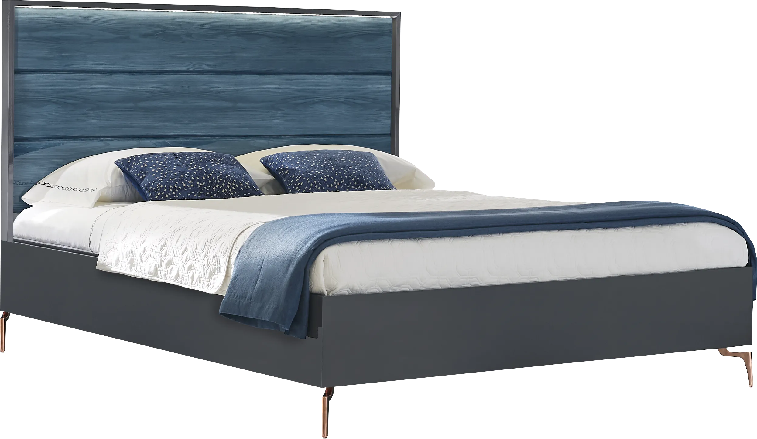 Esmedira Blue 3 Pc King Panel Bed - Thumbnail - Image 1
