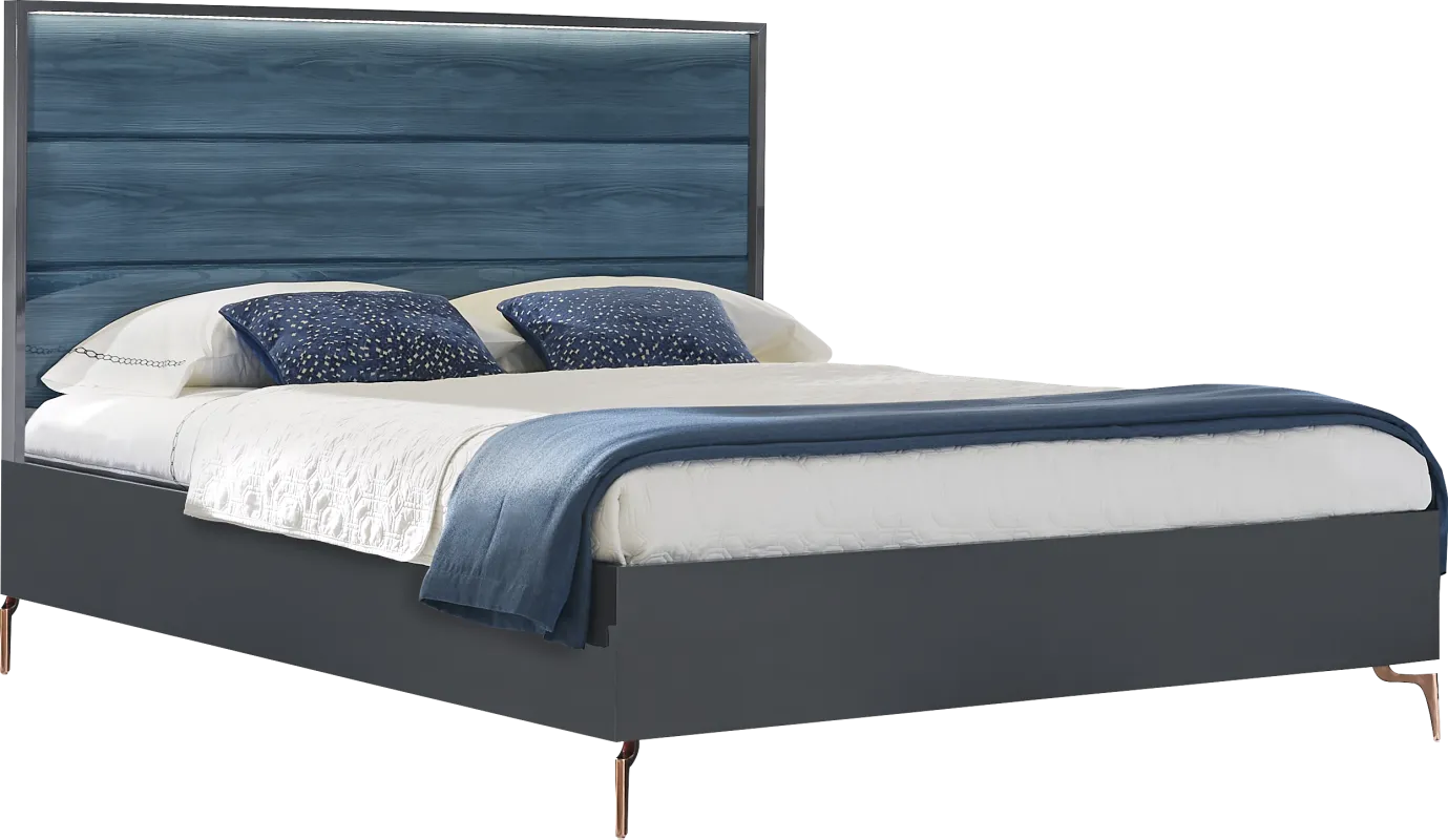 Esmedira Blue 3 Pc King Panel Bed
