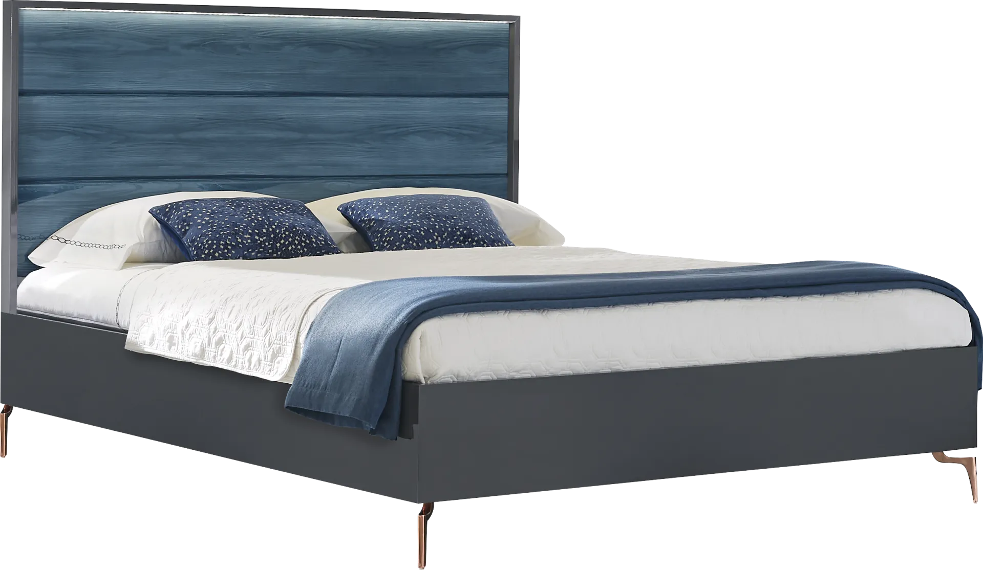 Esmedira Blue 3 Pc King Panel Bed - Image 1